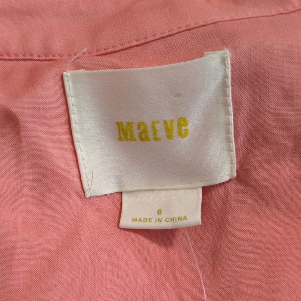 Anthropologie Maeve Peach LS Tunic Blouse Hanky Hem Henley Top NWT Size 6 - Picture 3 of 10